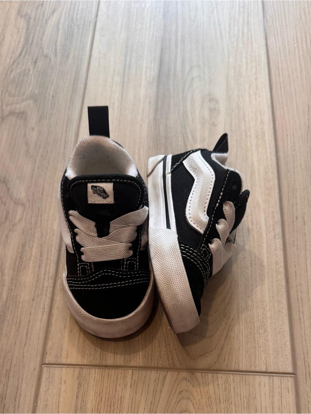 Vans Black and White Kids Classic Side-Stripe Sneakers